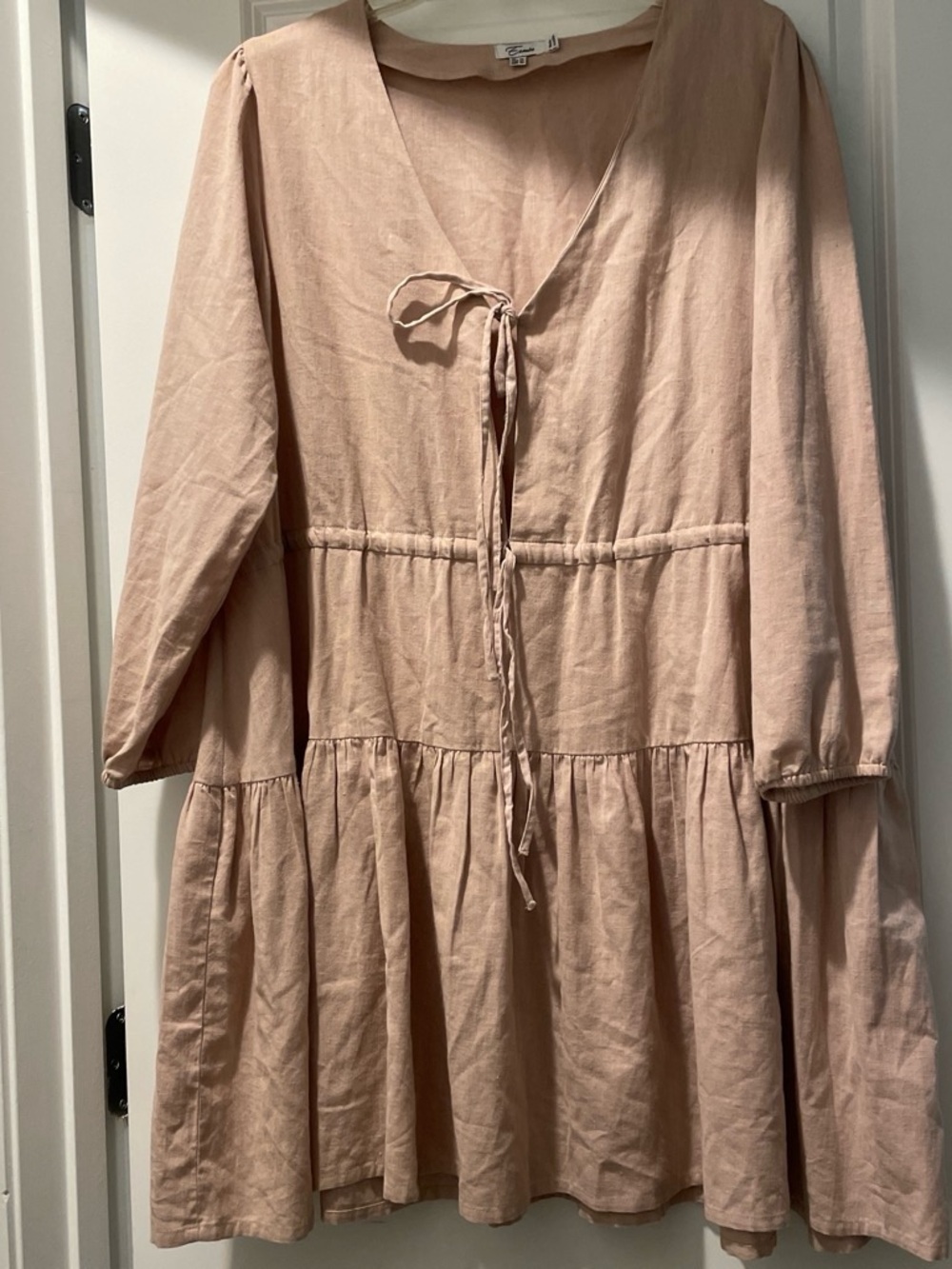 Esmee Cottom Linen Tiered Mini Dress Size 10 Relaxed Bohemian Cottagecore Beach